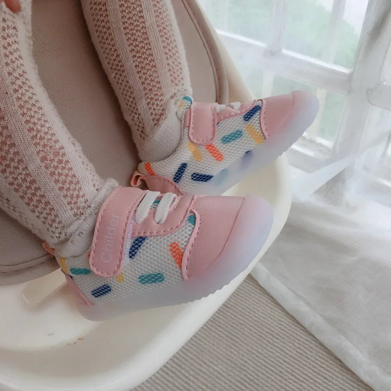 Boys/Girls Baby Walking Shoe 2023 Spring/Autumn New 0-2 Year Old Shoe Soft Sole Mesh Breathable Baby Shoe Nude Shoe bebê أحذية