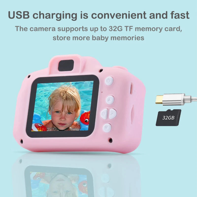 Mini Camera toys for Children 1080P HD Screen Pink Electric Toy for Baby Kids Funny Gift Digital camara fotografica Dropshipping