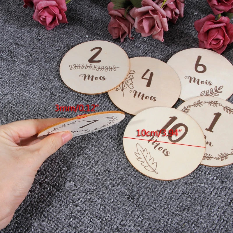 6 Pcs/Set Handmade Baby Milestone Cards Infants Birth Growth Album Photography Props Newborn Monthly Recording Cards French Toys