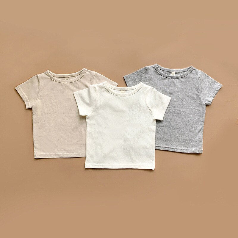 Newborn Baby T-shirts For Boys Girls Cotton Short Sleeve Baby's Clothing Casual Summer Toddler Clothes White Gray 0-24Month New